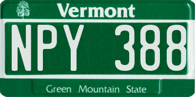 VT license plate NPY388