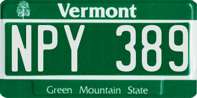VT license plate NPY389