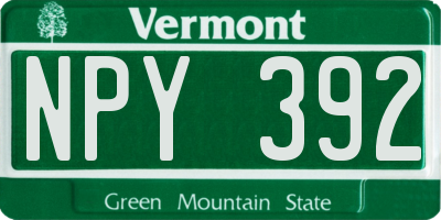 VT license plate NPY392