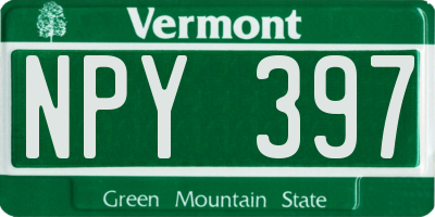 VT license plate NPY397