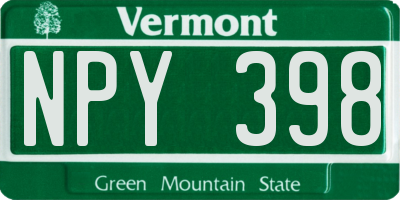 VT license plate NPY398