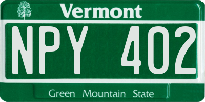 VT license plate NPY402