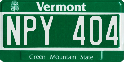 VT license plate NPY404
