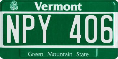 VT license plate NPY406
