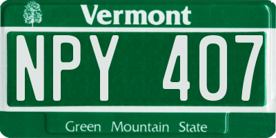 VT license plate NPY407