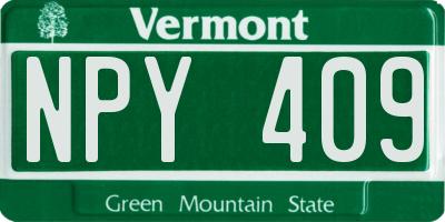 VT license plate NPY409