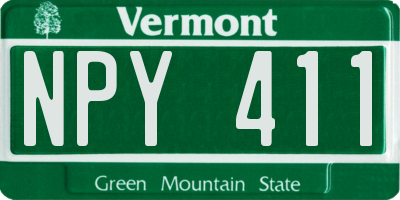 VT license plate NPY411