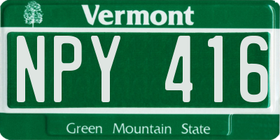 VT license plate NPY416