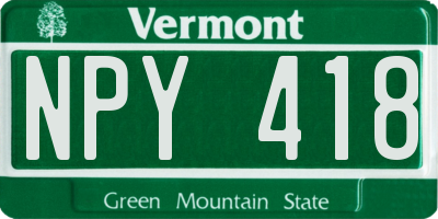 VT license plate NPY418