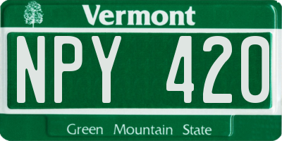 VT license plate NPY420