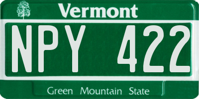 VT license plate NPY422