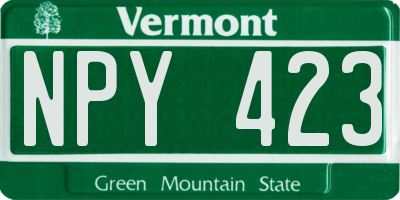 VT license plate NPY423