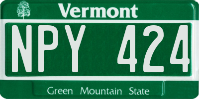 VT license plate NPY424