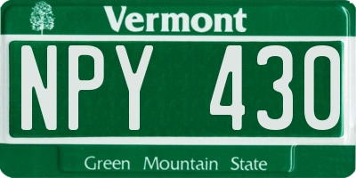 VT license plate NPY430