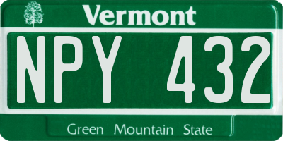 VT license plate NPY432