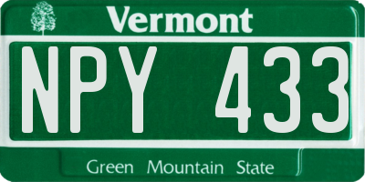 VT license plate NPY433