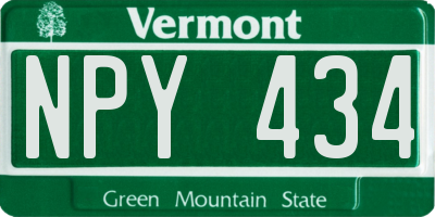 VT license plate NPY434
