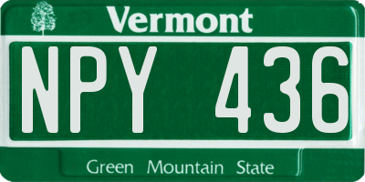 VT license plate NPY436
