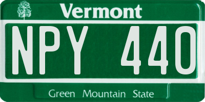 VT license plate NPY440