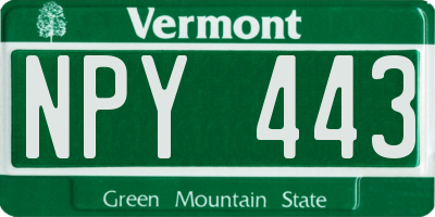 VT license plate NPY443