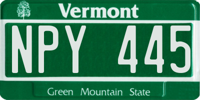 VT license plate NPY445