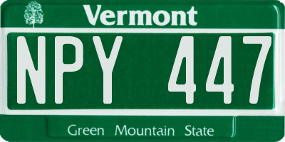 VT license plate NPY447