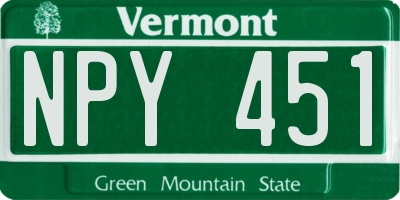 VT license plate NPY451