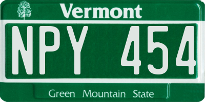 VT license plate NPY454