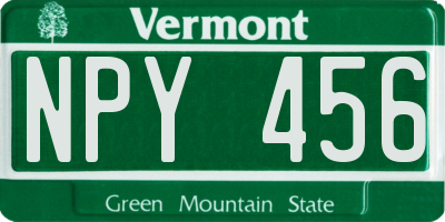 VT license plate NPY456