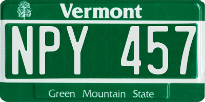 VT license plate NPY457