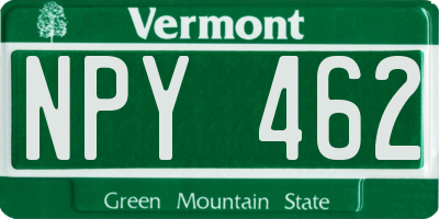 VT license plate NPY462