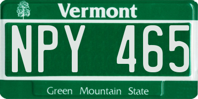 VT license plate NPY465