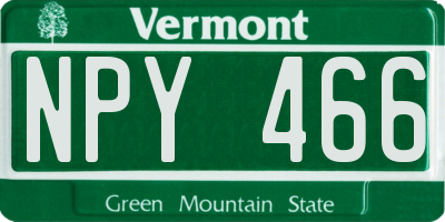 VT license plate NPY466