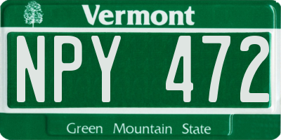 VT license plate NPY472