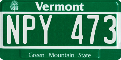 VT license plate NPY473