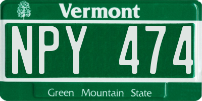VT license plate NPY474