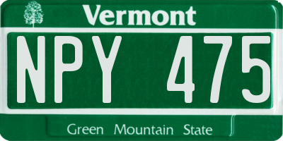 VT license plate NPY475