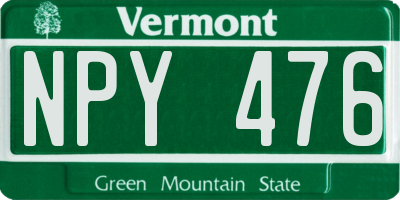 VT license plate NPY476