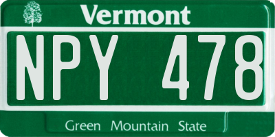 VT license plate NPY478