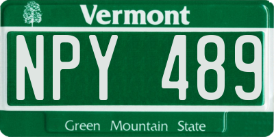 VT license plate NPY489