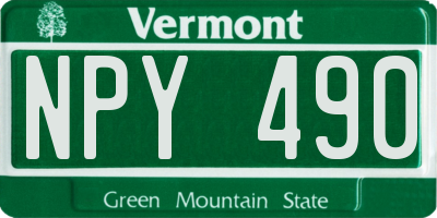 VT license plate NPY490