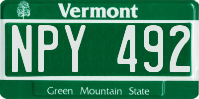 VT license plate NPY492