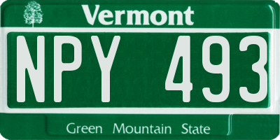 VT license plate NPY493