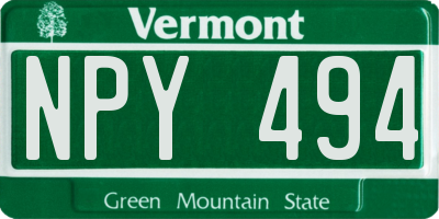 VT license plate NPY494