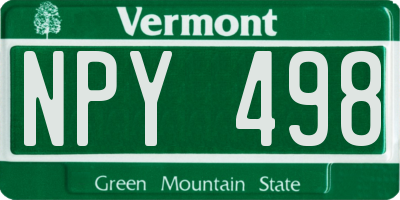 VT license plate NPY498