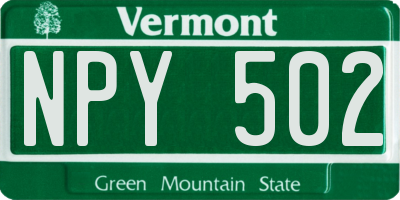 VT license plate NPY502