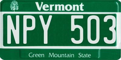 VT license plate NPY503