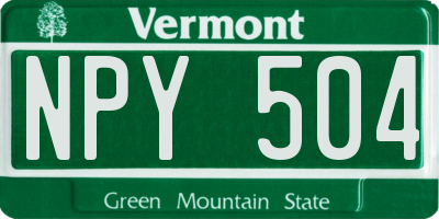 VT license plate NPY504