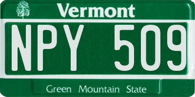 VT license plate NPY509