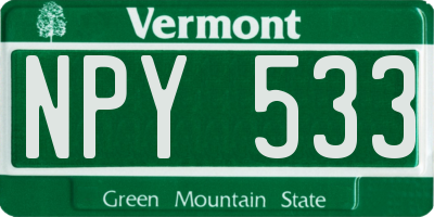 VT license plate NPY533